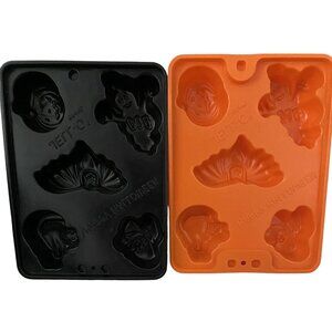 Jell-O Halloween Molds Set Of 2 - Black & Orange - Ghost Bat Cat Pumpkin Shapes